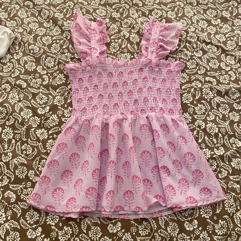 Pink Floral Smocked Tank Top